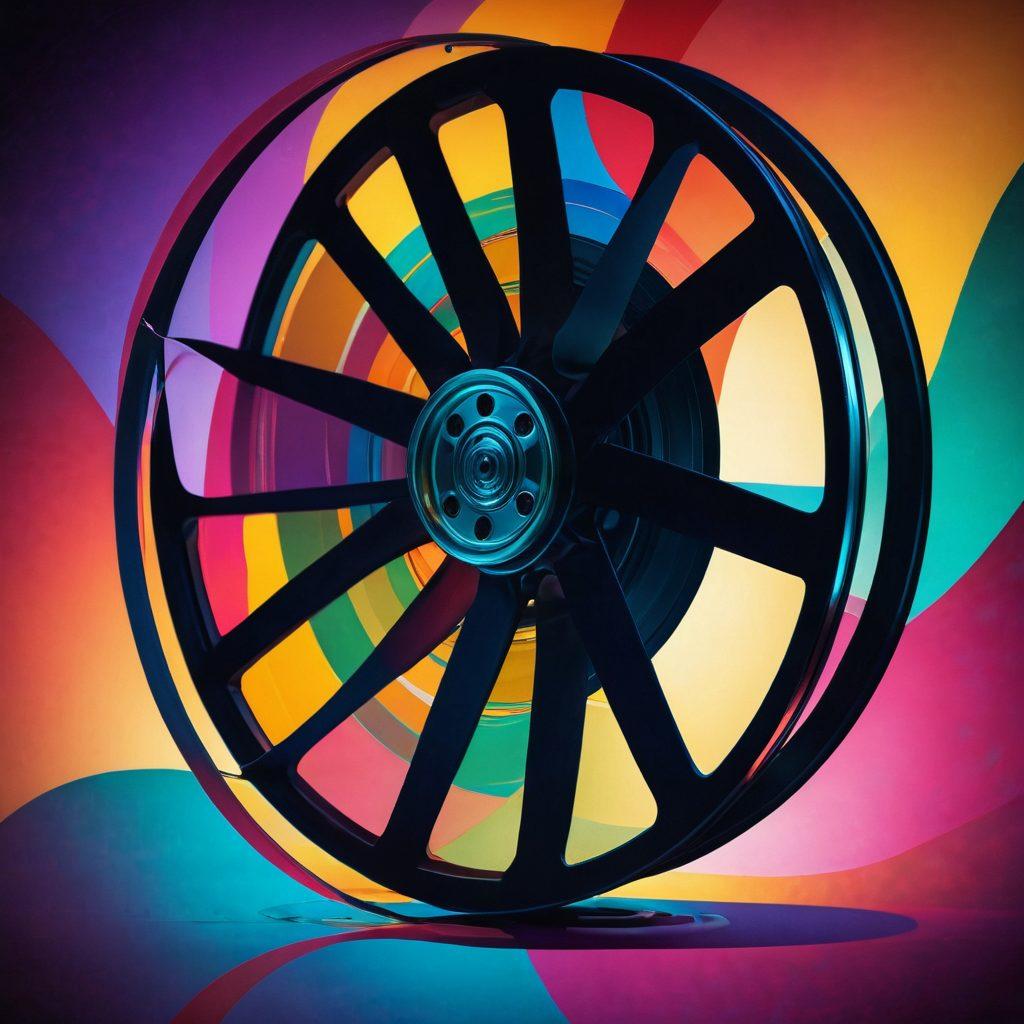 An artistic representation of an abstract film reel, intertwined with sensual imagery symbolizing pleasure and intimacy, subtly blending vibrant colors and soft gradients. The background features silhouettes of people engaging in intimate moments, emphasizing the theme of understanding and communication in adult films. The overall atmosphere should be intriguing yet respectful, depicting the exploration of taboo subjects with elegance. vibrant colors. abstract art. soft focus.